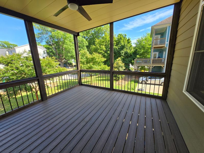 Outdoor seating deck designed for a Dunwoody Georgia home